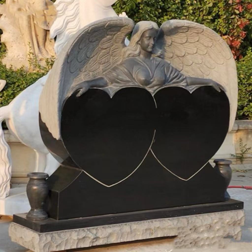 Lápida sepulcral de doble corazón del ángel guardián