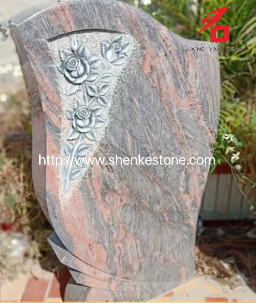 Brasil Red Dragon Granite Headstones Rose Talled Rose a la venta