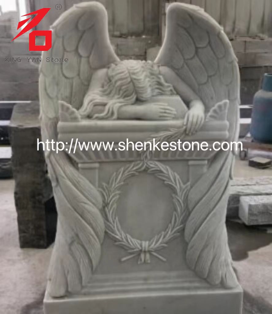 Compre una estatua de ángel llorón de mármol blanco en la fábrica de Haobo