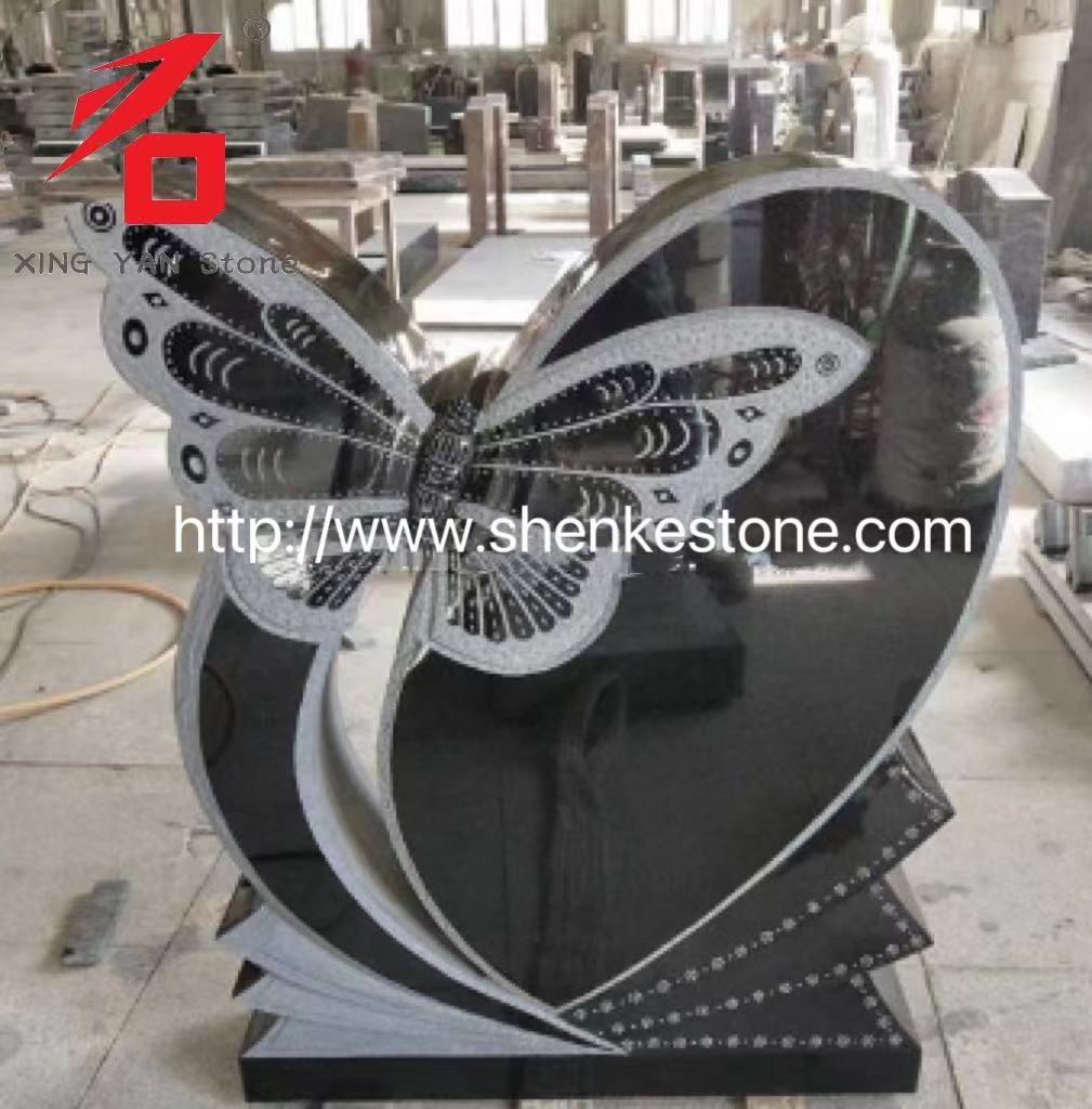 China Xingyan - lápida artística de tallado de piedra en forma de corazón de mariposa