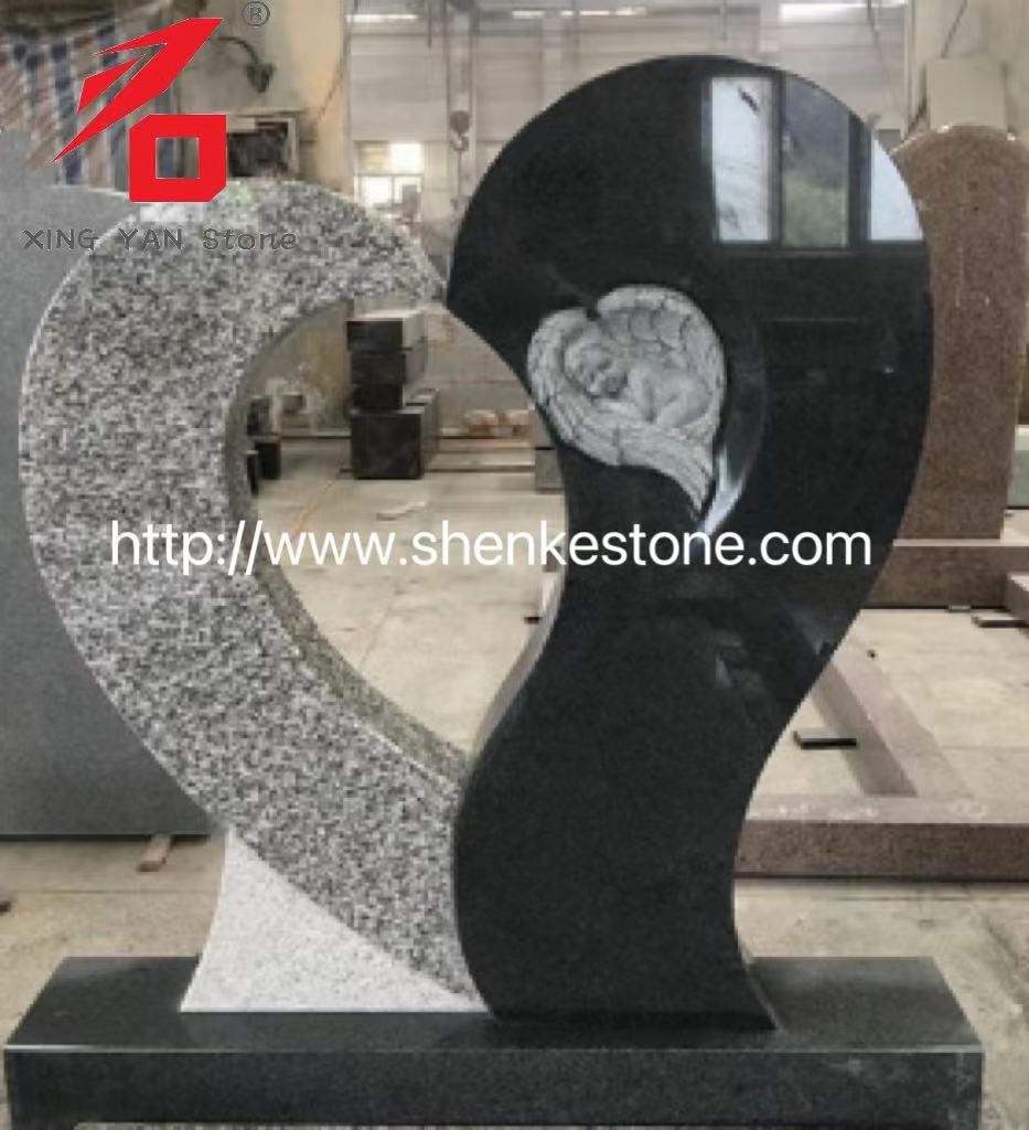 Puel de ángel de forma especial para un solo corazón para el cementerio para el cementerio