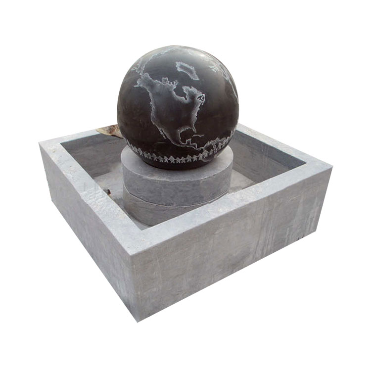 Fuente De Bola De Piedra Bola Negra Con Base Gris